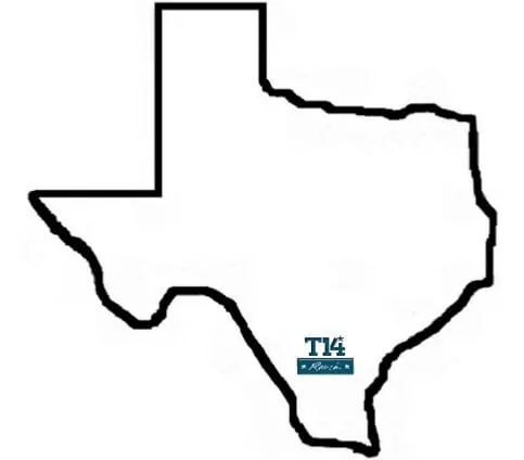 Map of Texas marking the location of T14 Ranch in South Texas